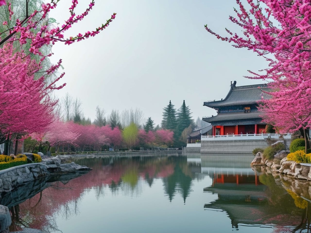 洛阳牡丹与古刹春景